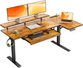 OffiGo 55 Inch L Shaped Electric Standing Desk with Keyboard Tray, Reversible Height Adjustable Corner Computer Desk with Monitor Stand, Sit Stand Up Lift Table for Home, Office, Rustic Brown