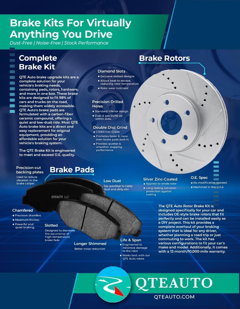 PM Auto Set of 6 Front 305mm Brake Disc Rotors-Ceramic Brake Pad Kit Replacement For 2007 Chevrolet Silverado 1500 Classic Rear Disc