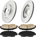 KAC Front Brake Kit, Drilled and Slotted Brake Rotors, Ceramic Brake Pads Replacement for 1500 2011-2018, Ram 1500 2006-2010, Durango 2007-2009, Aspen 2007-2009, 245 1982, OEM# 53005+D1084