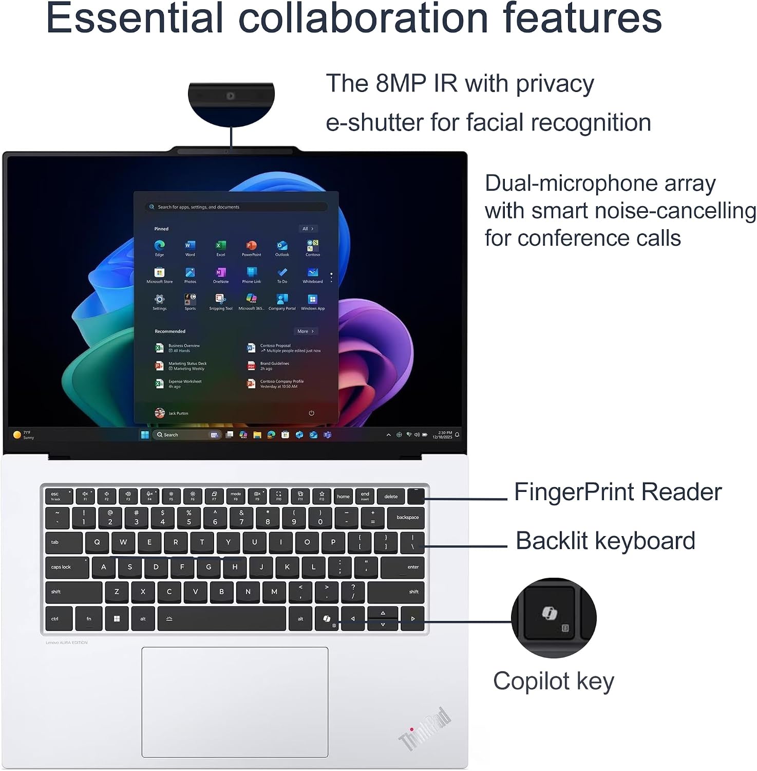 Lenovo ThinkPad X9 15 Aura Edition Business AI Laptop (15.3' 2.8K OLED Touchscreen, Intel Core Ultra 7 258V, 32GB DDR5, 1TB SSD) Ultrathin, Copilot+ PC, Backlit, Win 11 Pro, White (Next Gen X1 carbon)