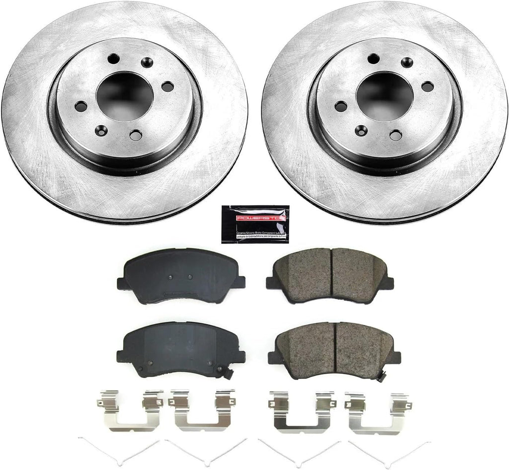 PowerStop Front Brake Kit for Hyundai Accent 2018-22 | Kia Rio 2018-22 - Z17 Ceramic Brake Pads & Disc Rotors Replacement, KOE8699