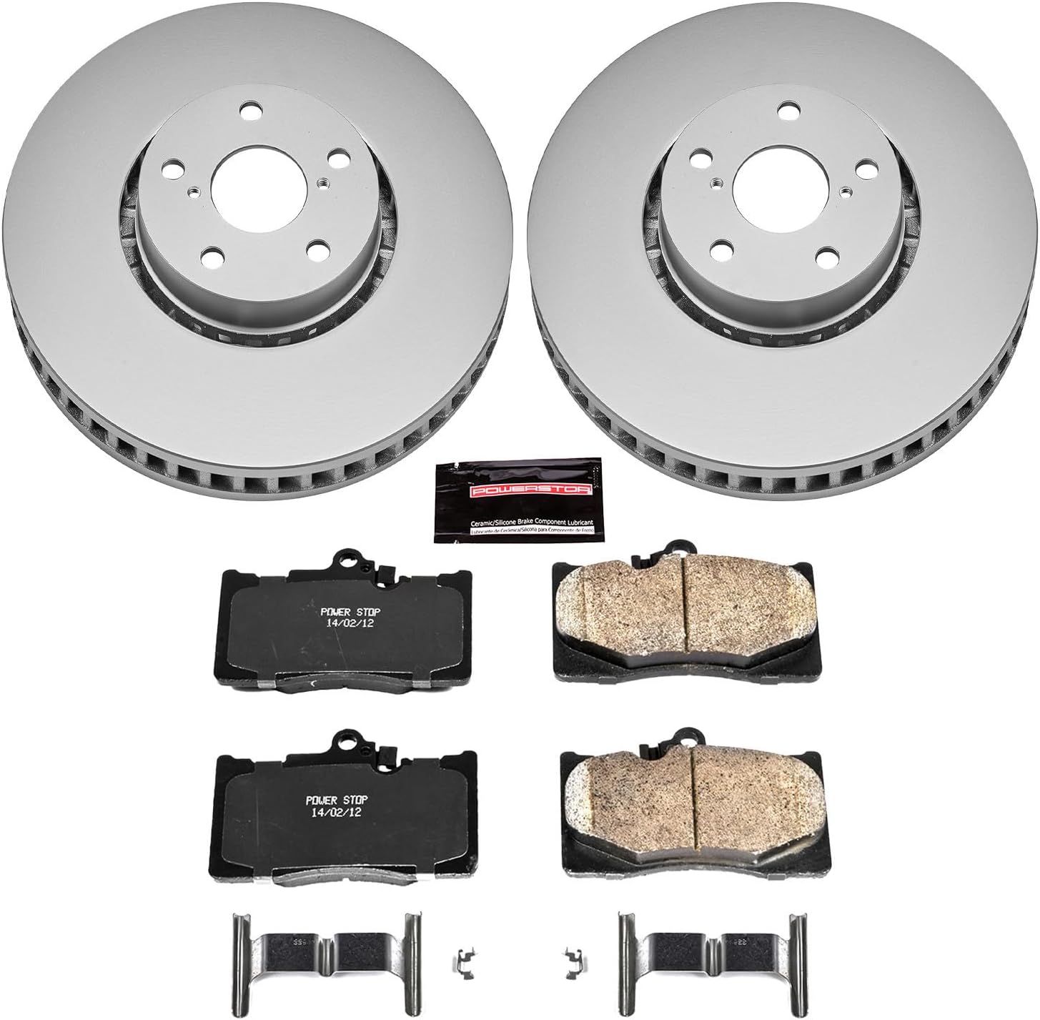 PowerStop Front Brake Kit for Lexus GS350 2007-11 |GS430 2006-07 |GS450h 2007-11 |GS460 2008-11 |IS200t 2016-17 - Fully-Coated Disc Rotors with Z17 Ceramic Brake Pads Replacement, CRK4633