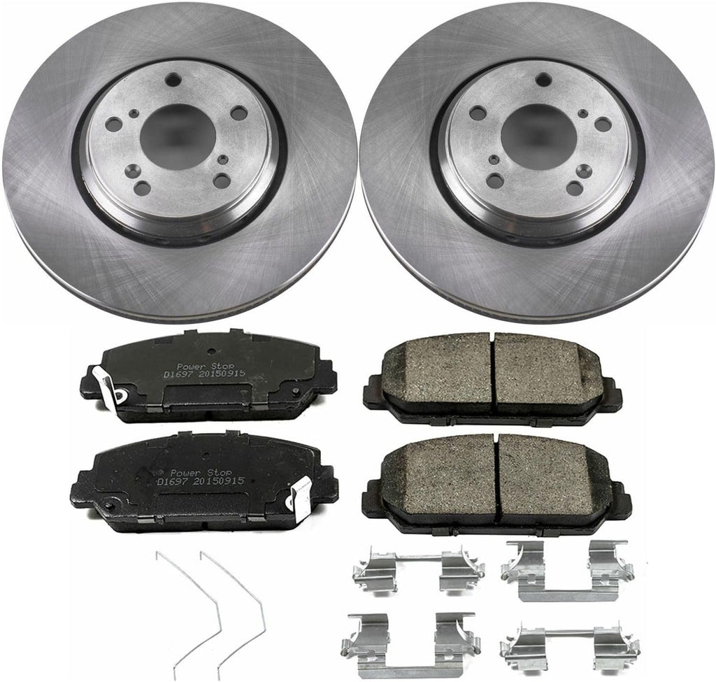 PowerStop Front Brake Kit for Acura ILX 2017-22 |Honda Accord 2016-17 |Civic 2017-20 - Z17 Ceramic Brake Pads & Disc Rotors Replacement, KOE7347