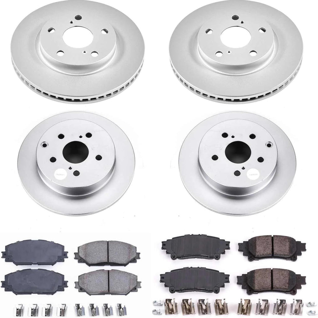 PowerStop Front and Rear Brake Kit for Toyota Prius V 2012-17 - Fully-Coated Disc Rotors with Z17 Ceramic Brake Pads Replacement, CRK6763