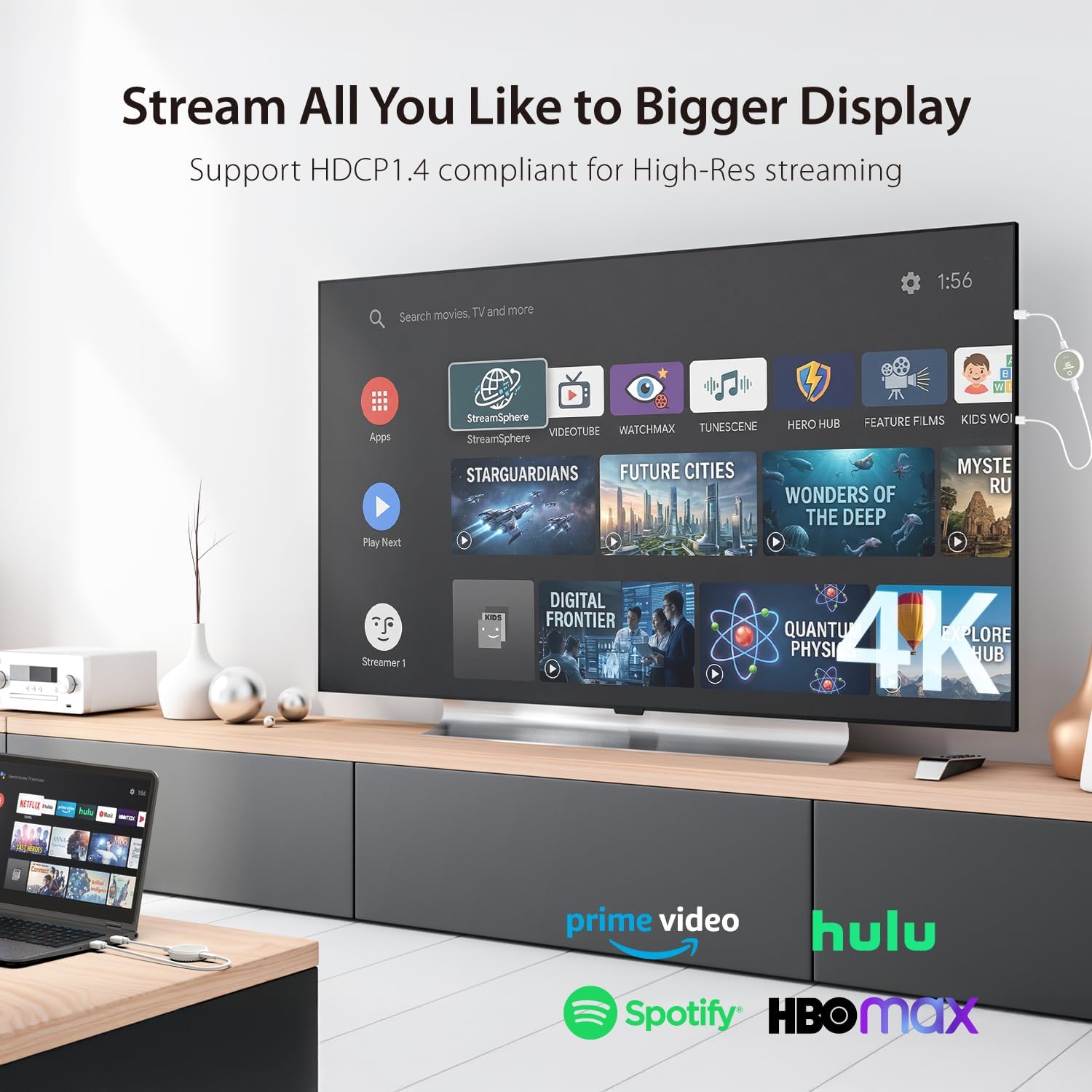 j5create ScreenCast 4K Wireless HDMI Transmitter and Receiver, Wireless HDMI Extender, Support 4K30Hz / 1080p60Hz, 2.4/5GHz, from Laptop/PC/Player/TV Box to Monitor/Projector/TV (JVAW75)