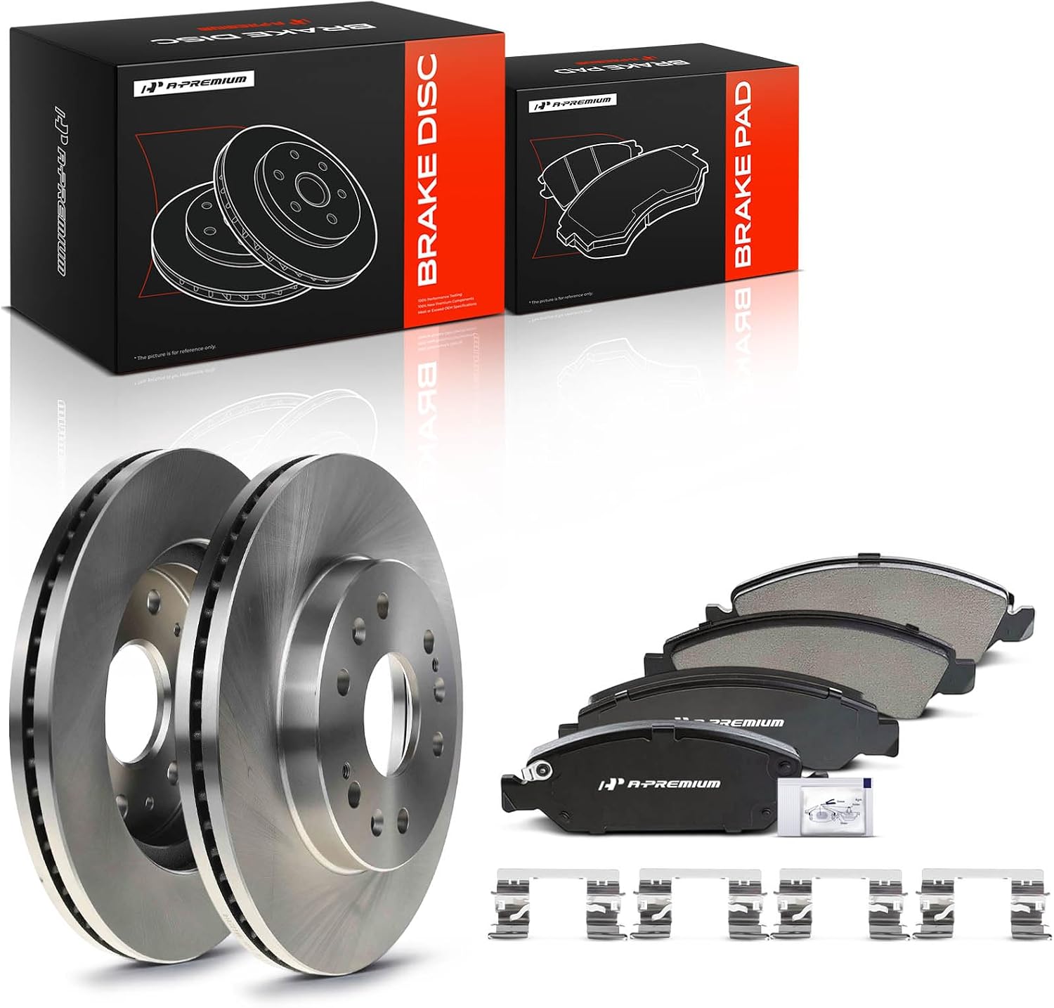 A-Premium 12.99 in (330mm) Front Vented Disc Brake Rotors + Ceramic Pads Kit Compatible with Select Chevy, Cadillac & GMC Models - Escalade, Avalanche, Silverado, Suburban, Tahoe, Express, Sierra, XTS
