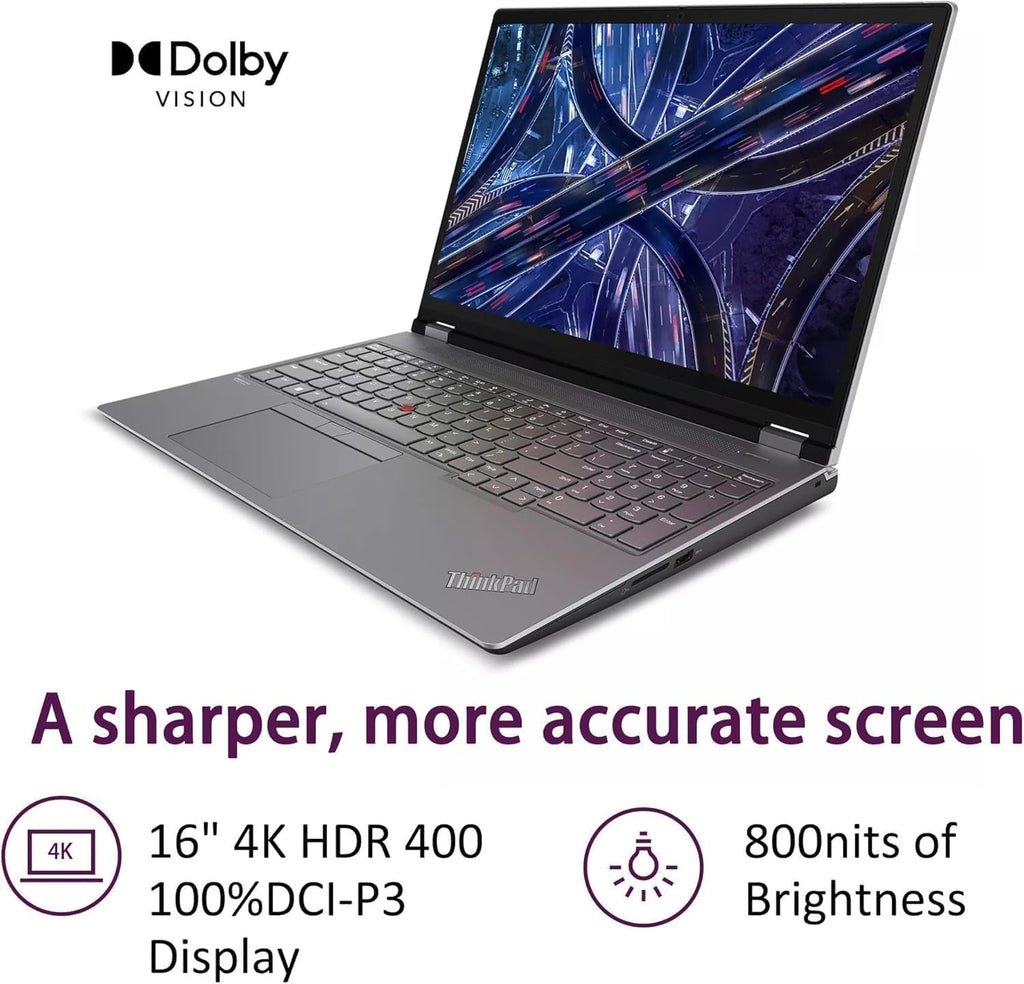 Lenovo ThinkPad P16 Mobile Workstation Laptop (16' 4K UHD (3840 x 2400), NVIDIA RTX 1000 Ada, Intel 20-Core i7-14700HX, 64GB DDR5, 2TB SSD) for Designers, Engineers, 1080p IR Webcam, Win 11 Pro