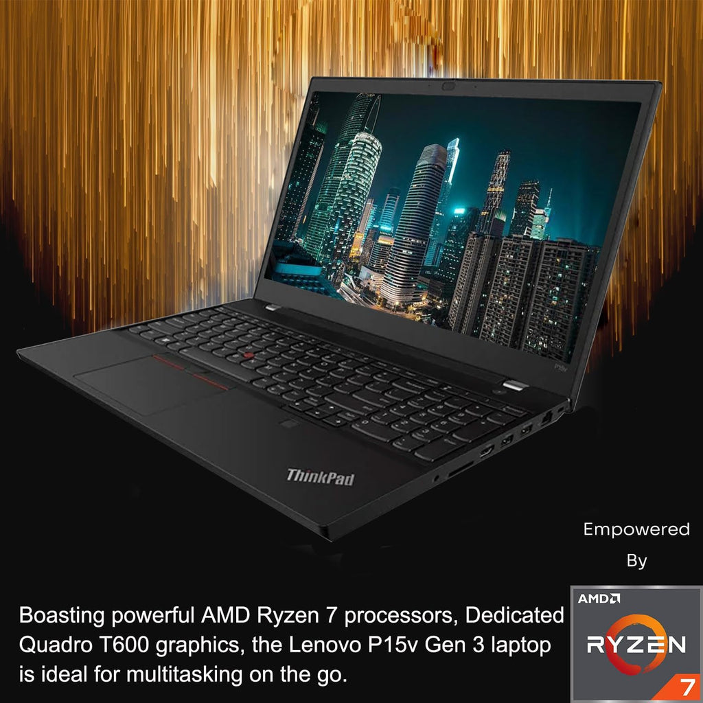 Lenovo ThinkPad P15v Business Laptop, 15.6' FHD Display, AMD Ryzen 7 6850H, NVIDIA Quadro T600, 32GB DDR5 RAM, 1TB SSD, FP Reader, Backlit KB, IR CAM, HDMI, Wi-Fi 6, Windows 11 Pro, Black