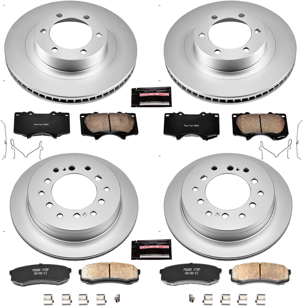PowerStop Front and Rear Brake Kit for Lexus GX470 2003-09 | Toyota 4Runner 2003-09 - Fully-Coated Disc Rotors with Z17 Ceramic Brake Pads Replacement, CRK2422