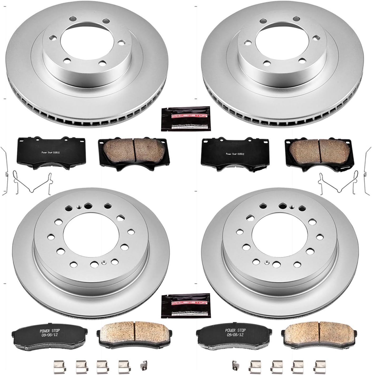 PowerStop Front and Rear Brake Kit for Lexus GX470 2003-09 | Toyota 4Runner 2003-09 - Fully-Coated Disc Rotors with Z17 Ceramic Brake Pads Replacement, CRK2422