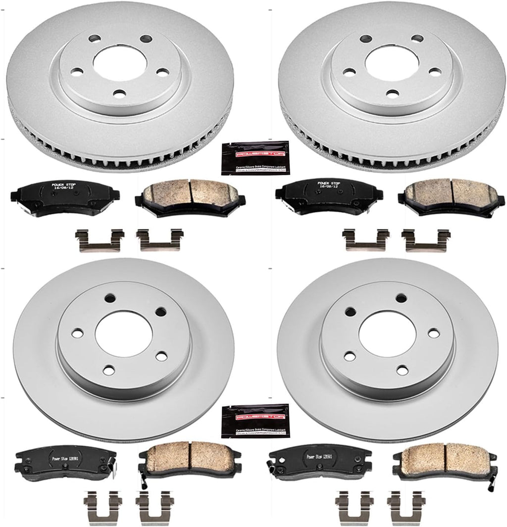 PowerStop Front and Rear Brake Kit for Buick LeSabre 2000-05 |Park Avenue 1997-04 |Riviera 1997-99 - Fully-Coated Disc Rotors with Z17 Ceramic Brake Pads Replacement, CRK1543