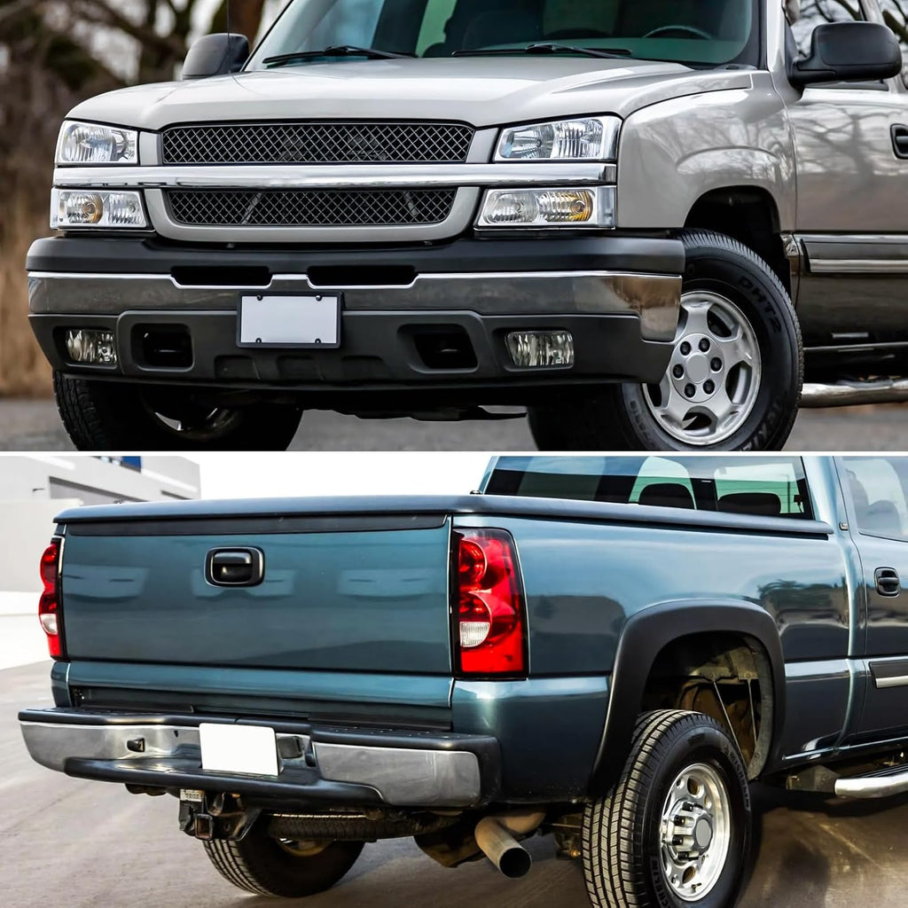 Headlights and Tail Lights Assembly Set For 2003 2004 2005 2006 Chevy Silverado 1500 2500 3500& HD Pickup/For 2007 Chevy Silverado Classic Truck Replacement Bumper Headlamps&Rear Brake Lamps(LH&RH)