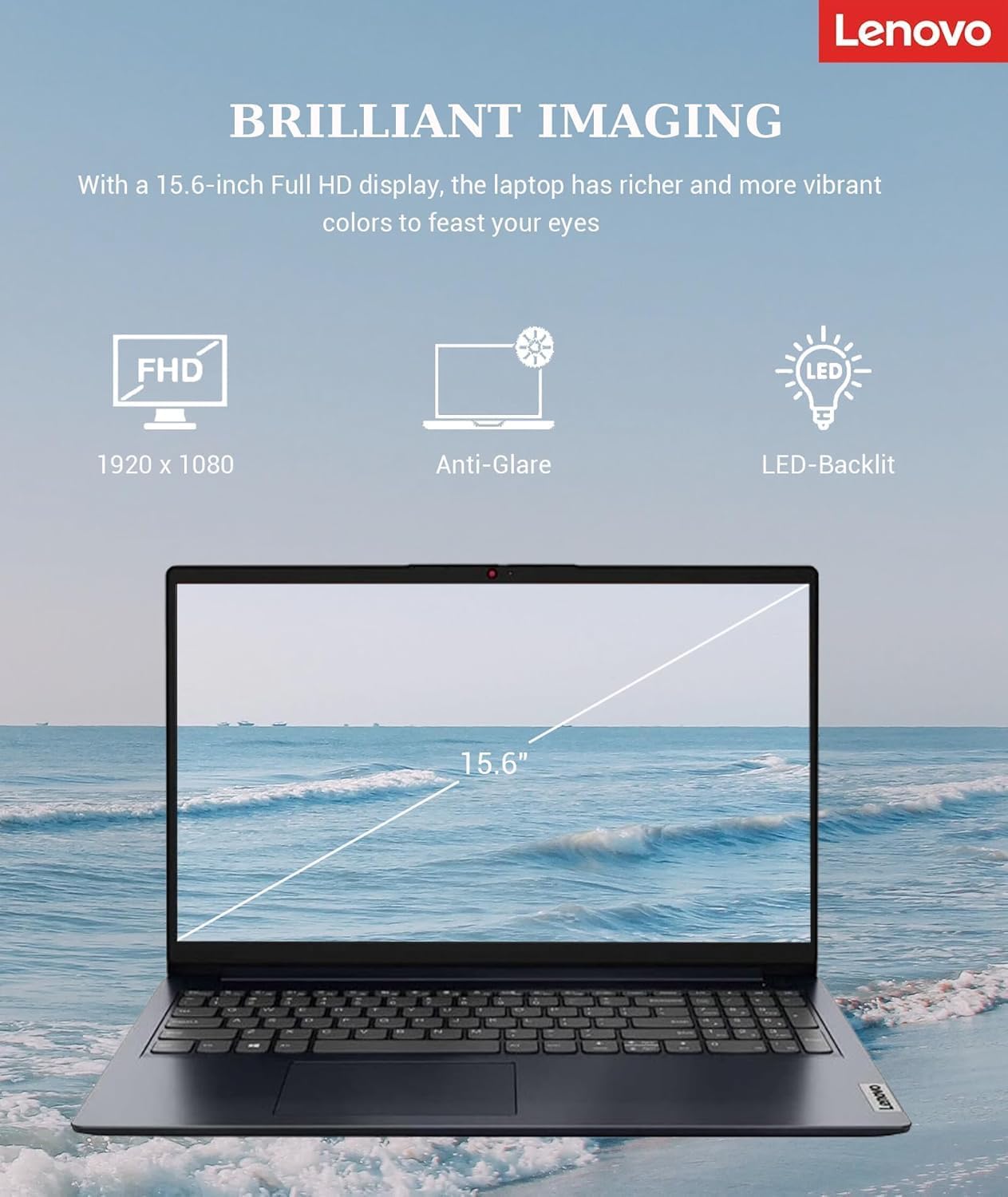 Lenovo IdeaPad 1i 15.6 Inch FHD Touchscreen Laptop | Intel 10-Core i5 1335U | 16GB RAM, 1TB SSD | WiFi 6 | 10HR Battery, Rapid Charge | Iris Xe Graphics | Windows 11, AI Copilot | Abyss Blue