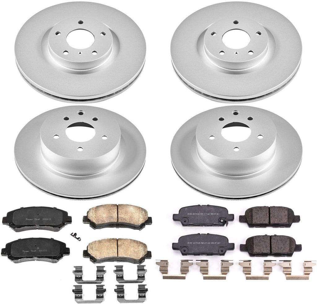 PowerStop Front and Rear Brake Kit for Nissan Maxima 2016-23 - Fully-Coated Disc Rotors with Z17 Ceramic Brake Pads Replacement, CRK8059