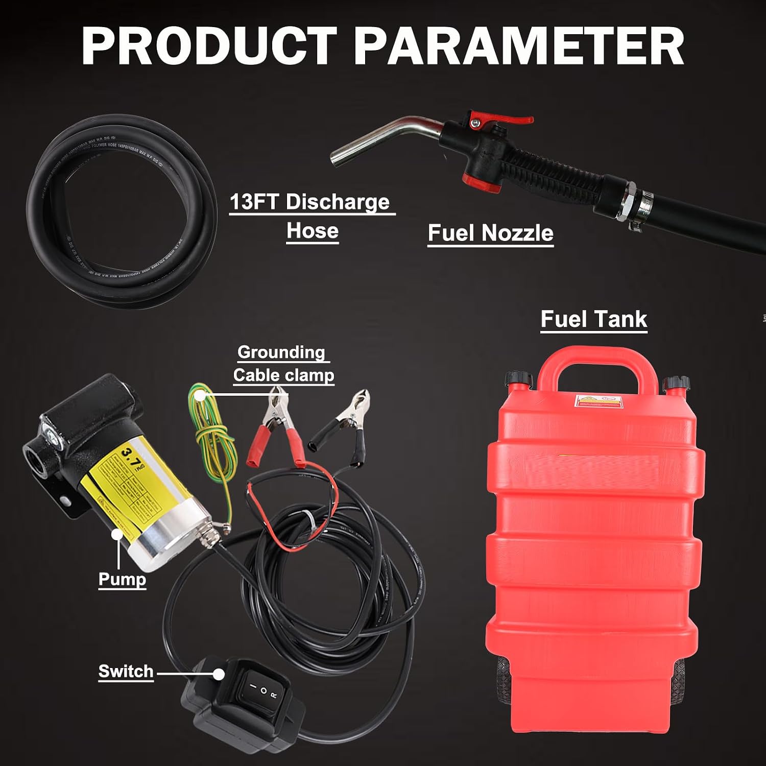 16 Gallon Fuel Caddy Diesel Transfer Tank with 12V DC Automatic Gasoline Fuel Transfer Pump with Forward and Reverse Pumping for Gasoline, Diesel, Kerosene & More