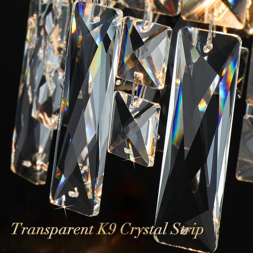 12-Lights Modern Luxury Crystal Chandeliers for Dining Room Light Fixtures Over Table | L36 Chrome Crystal Kitchen Island Lighting | Oval Hanging Chandeliers for Living Room Kitchen Bathroom