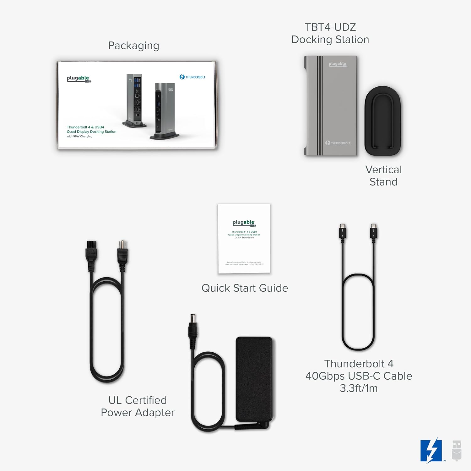 Plugable 16-in-1 Thunderbolt 4 Dock – Dual 4K Monitors for M4/M5 MacBook Air/Pro, 100W Charging, 2X HDMI, 2X DisplayPort, 2.5G Ethernet, 7X USB, MicroSD/SD Card Reader, Windows & USB4 Compatible
