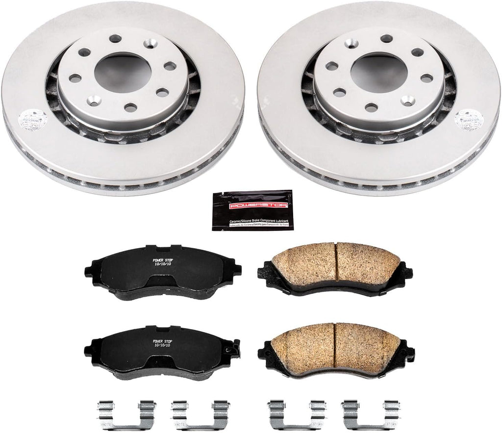 PowerStop Front Brake Kit for Chevrolet Aveo 2004-11 |Aveo5 2007-11 |Spark 2013-15 |Spark EV 2014-16 |Pontiac G3 2009-10 - Fully-Coated Disc Rotors with Z17 Ceramic Brake Pads Replacement, CRK5893
