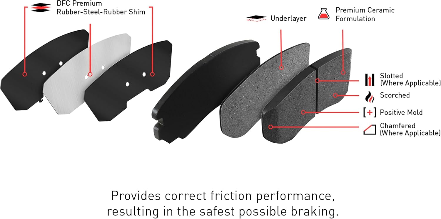 Dynamic Friction Company Front Brakes and Rotors|Drilled Slotted Brake Rotors| Front 3000 Ceramic Brake Pads and Rotors Kit| Automotive Replacement Brake Kits