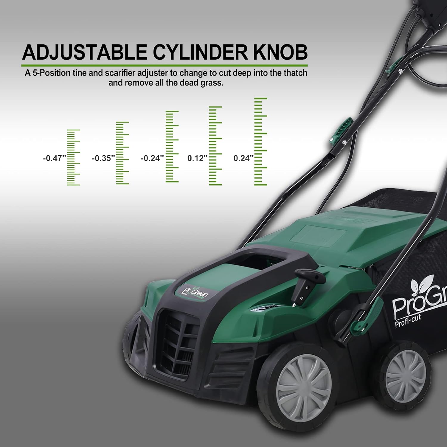 SPOFLYINN with Removable Collection Bag Electric Lawn Dethatche Garden Scarifier Electric Dethatcher Scarifier r for Home Garden 16 inches