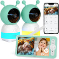 Boifun 2K Wifi Baby Monitor with 2 Cameras, Soothing Night Light, APP & 5' Split-screen Control, Motion/Cries/Noise/Customizable Alarm Zones Detect, Auto Tracking, PTZ, Humidity&Temperature Monitoring