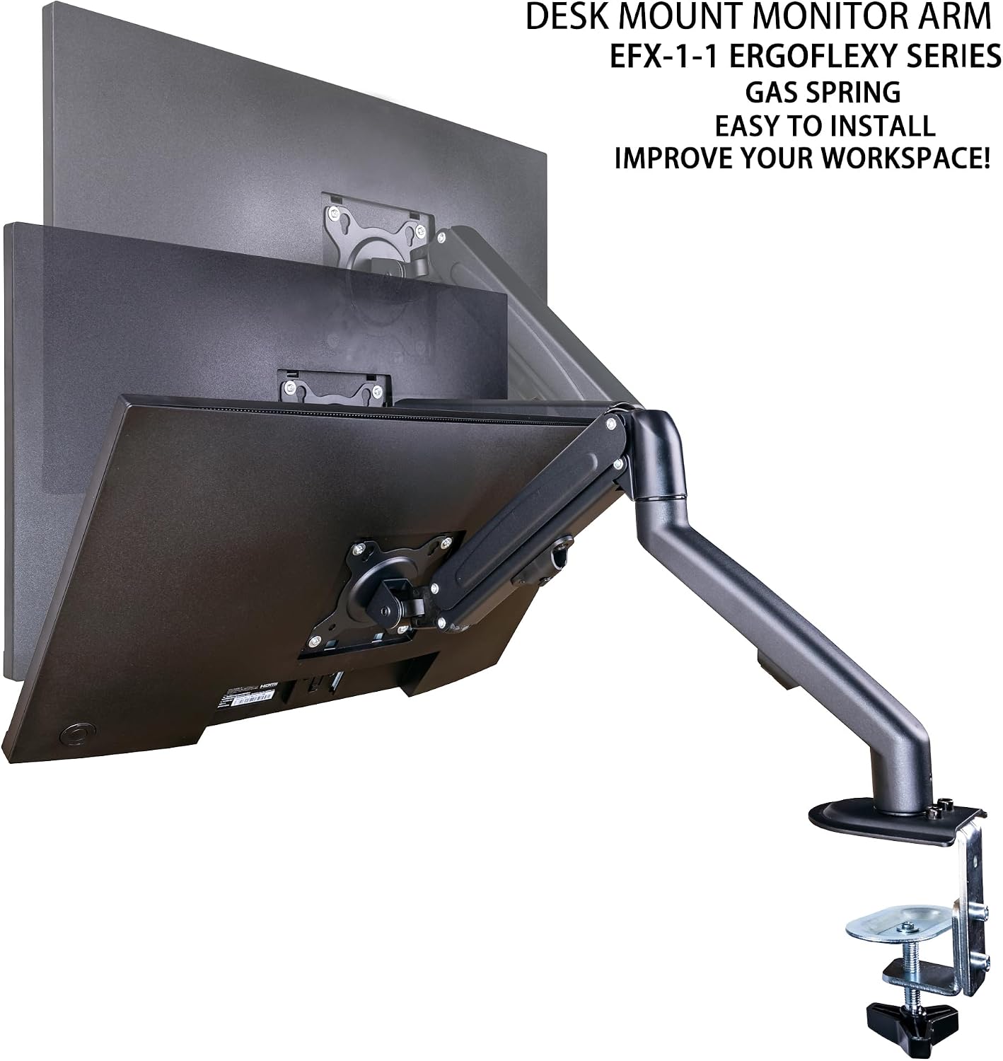 acer 24' FHD IPS Monitor with 4ms Response Time, Anti Glare, VESA Mount (100mm), HDMI, VGA & Black Color with DKZ Hub & ErgoFlexy Single Monitor Mount