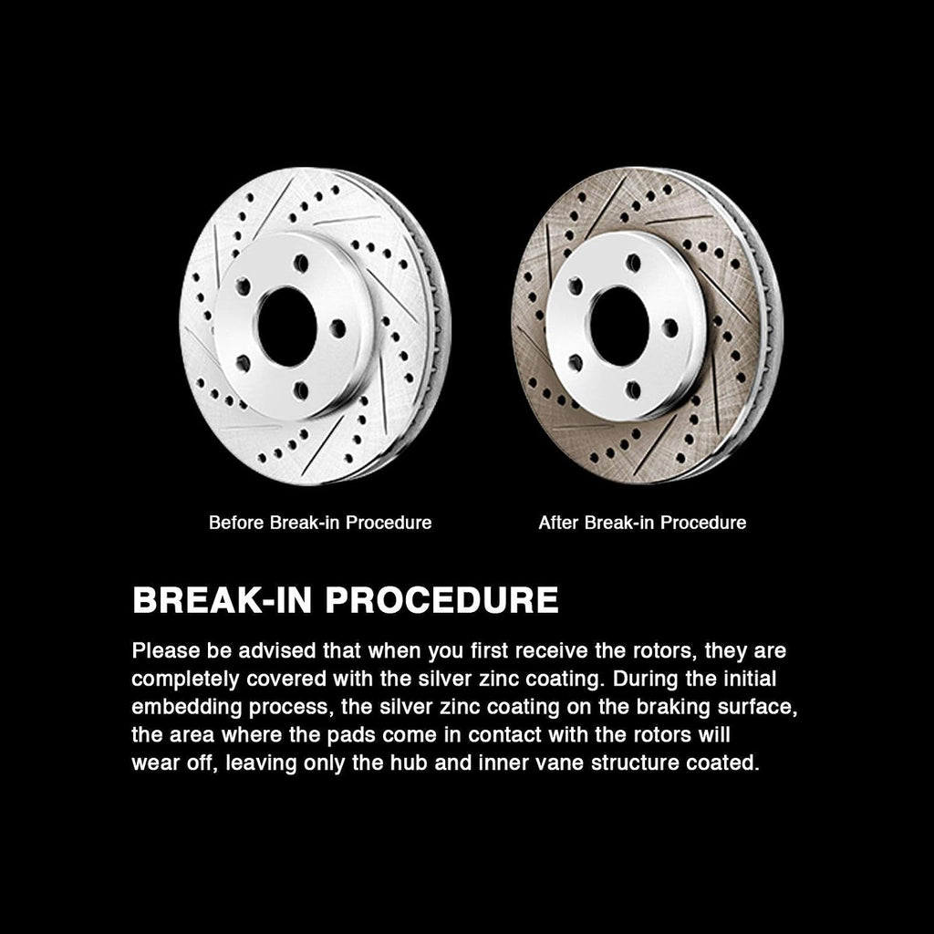 Power Sport Front and Rear Brake Kit For 2014-2019 Ford Fiesta| Drilled and Slotted Brake Rotors| Ceramic Brake Pads and Rotors Kit