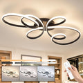 66W Modern LED Ceiling Light, 39.37Inch Flower Flush Mount Light Fixture with Remote Control Black Dimmable Ceiling Lamp for Living Room, Bedroom, Dining Room, Hallway, Kitchen