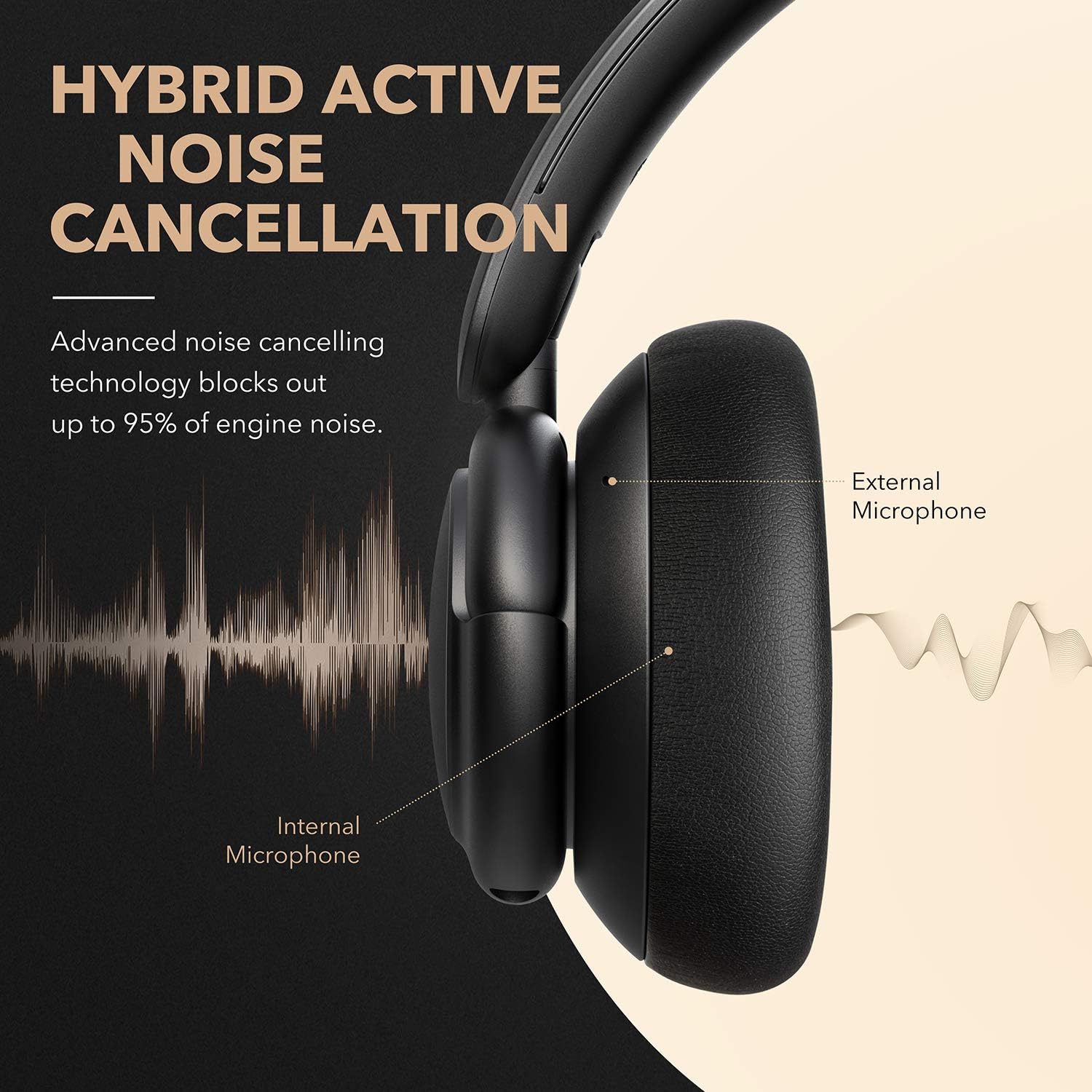 Soundcore Q30 by Anker, Hybrid Active Noise Cancelling Headphones, Multiple Modes, Hi-Res Audio, Custom EQ via App, 50H Playtime, Comfortable Fit, Bluetooth, Multipoint Connection.(Black & Pink)
