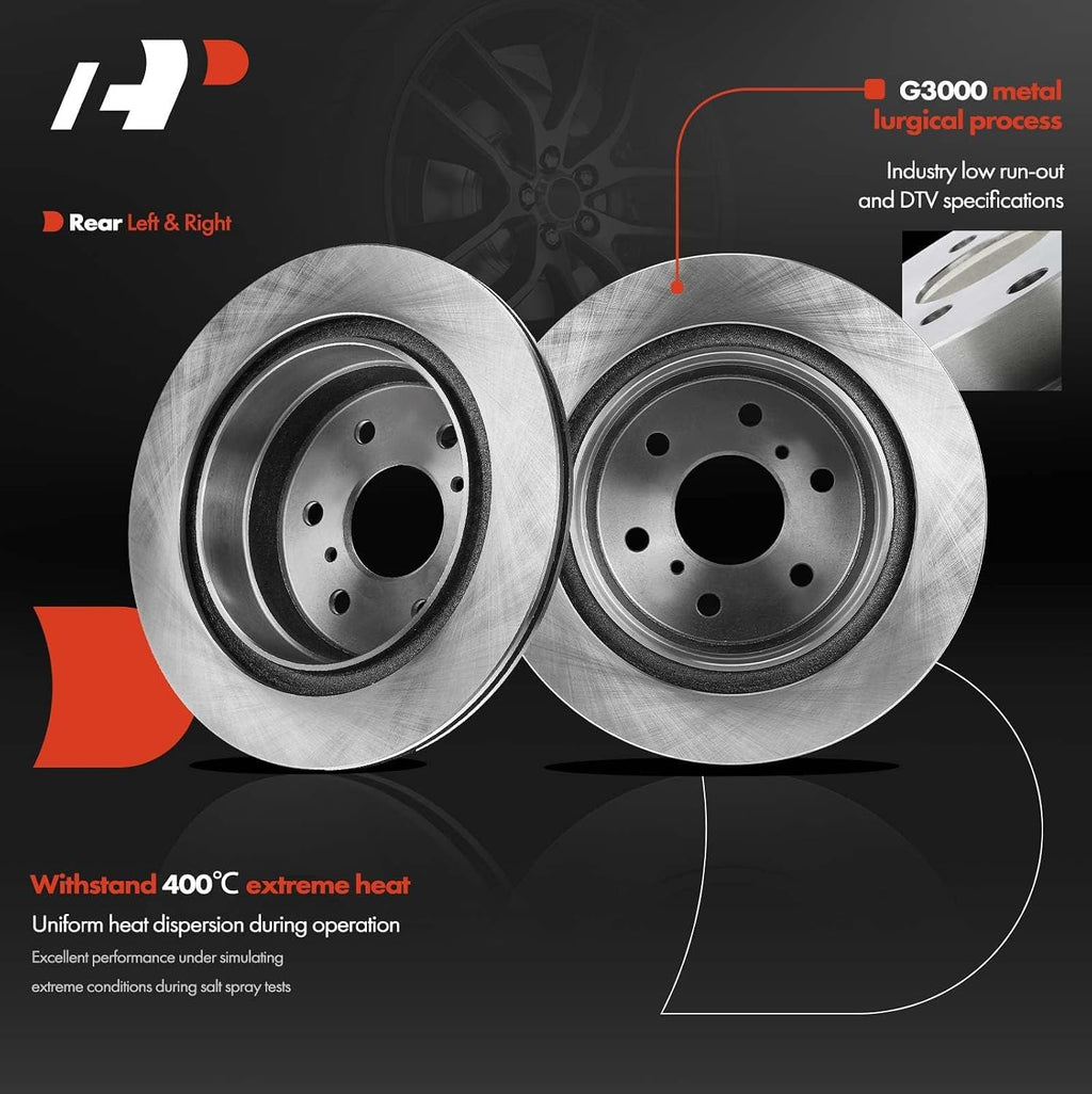 A-Premium 13.58 inch (345mm) Rear Vented Disc Brake Rotors + Ceramic Pads kit Compatible with Select Chevy, Cadillac and GMC Models - Escalade, Silverado 1500, Suburban 1500, Sierra 1500, Yukon