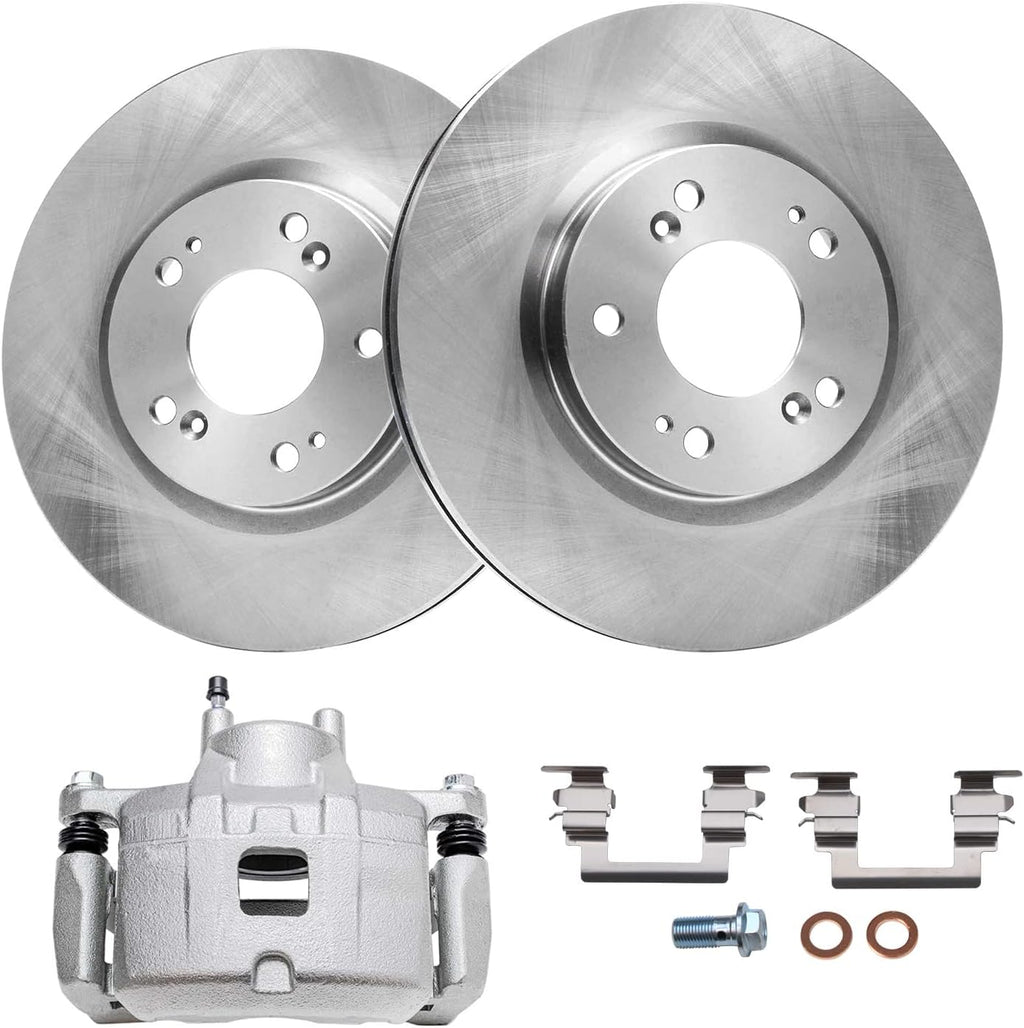 Detroit Axle - Front Brake Kit for Chrysler 200 Sebring Jeep Patriot Compass Dodge Avenger Caliber Disc Brake Rotors Passenger Side Brake Caliper Replacement [11.57 inch Rotors]