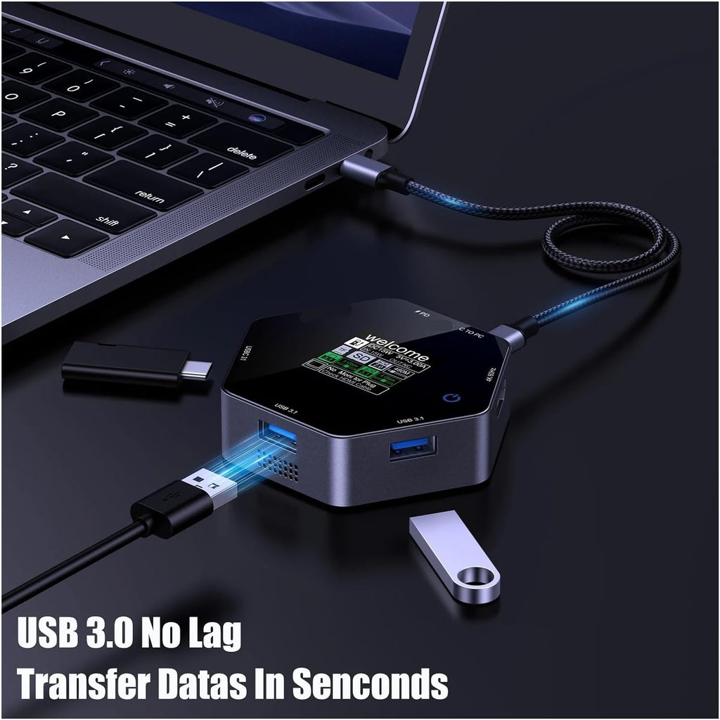 USB HUB Docking Station Type-C Display 60 8 in 1 Multi Port Hub Splitter PD Charging USB Extender