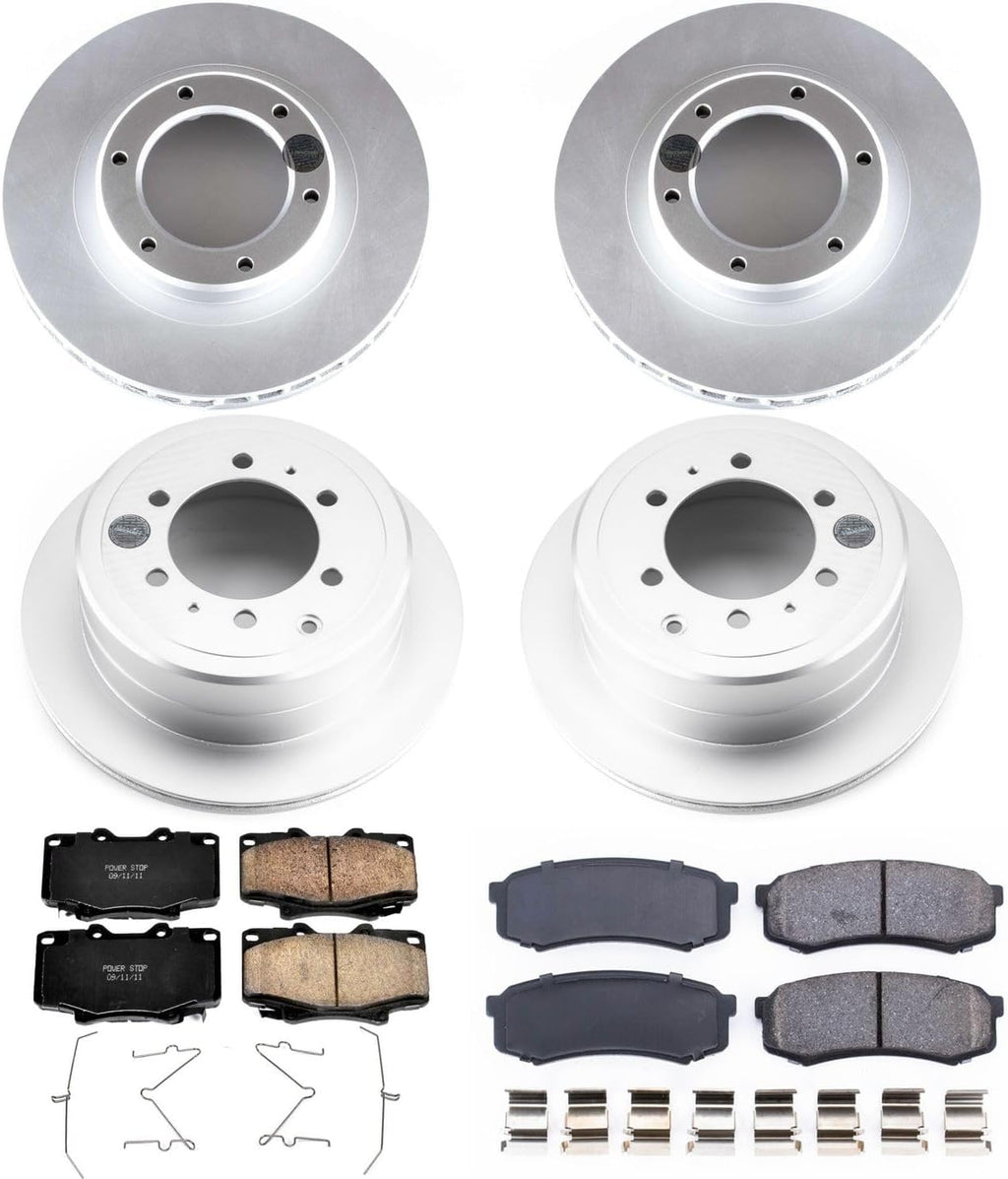 PowerStop Front and Rear Brake Kit for Lexus LX450 1996-97 | Toyota Land Cruiser 1993-97 - Fully-Coated Disc Rotors with Z17 Ceramic Brake Pads Replacement, CRK1155