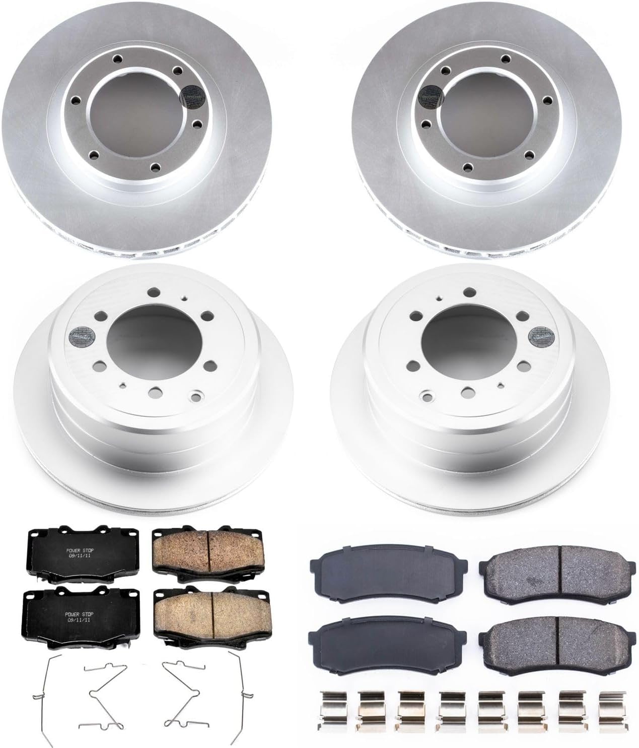 PowerStop Front and Rear Brake Kit for Lexus LX450 1996-97 | Toyota Land Cruiser 1993-97 - Fully-Coated Disc Rotors with Z17 Ceramic Brake Pads Replacement, CRK1155