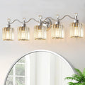 Bathroom Vanity Light, Modern Crystal Bathroom Ligth Fixture, Chrome 5 Light Vanity Lights, Light Fixtures Above Mirror, Wall Lamp for Mirror Living Room Cabinet Bedroom Porch