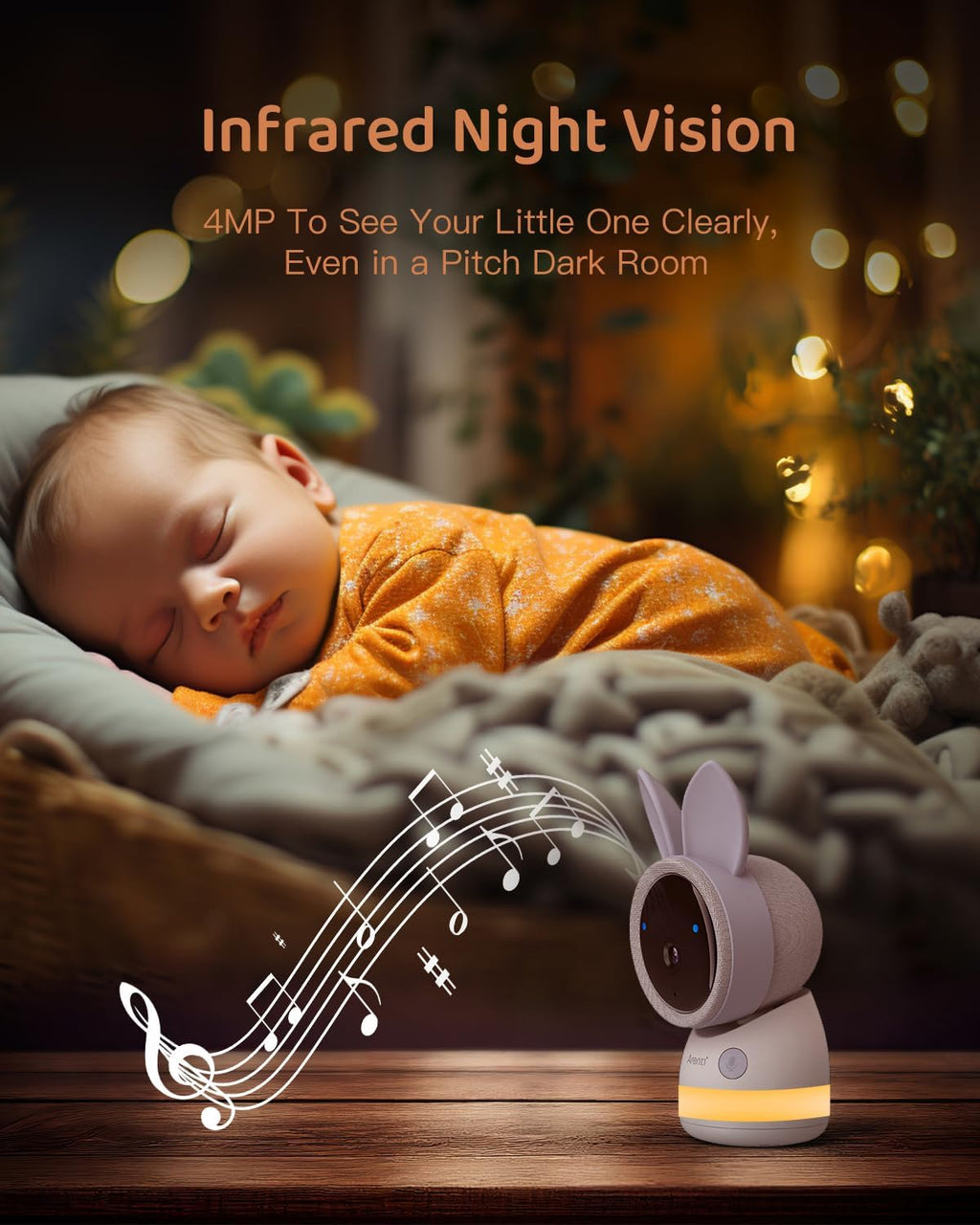ARENTI 2.4G&5G Smart Baby Monitor with Camera and Audio, 5'' WiFi/No-WiFi 4MP Split Screen with Night Light, Smoothing Lullabies, Cry&Motion Detection, Temp&Humidity Senor, Free APP with Motion Video