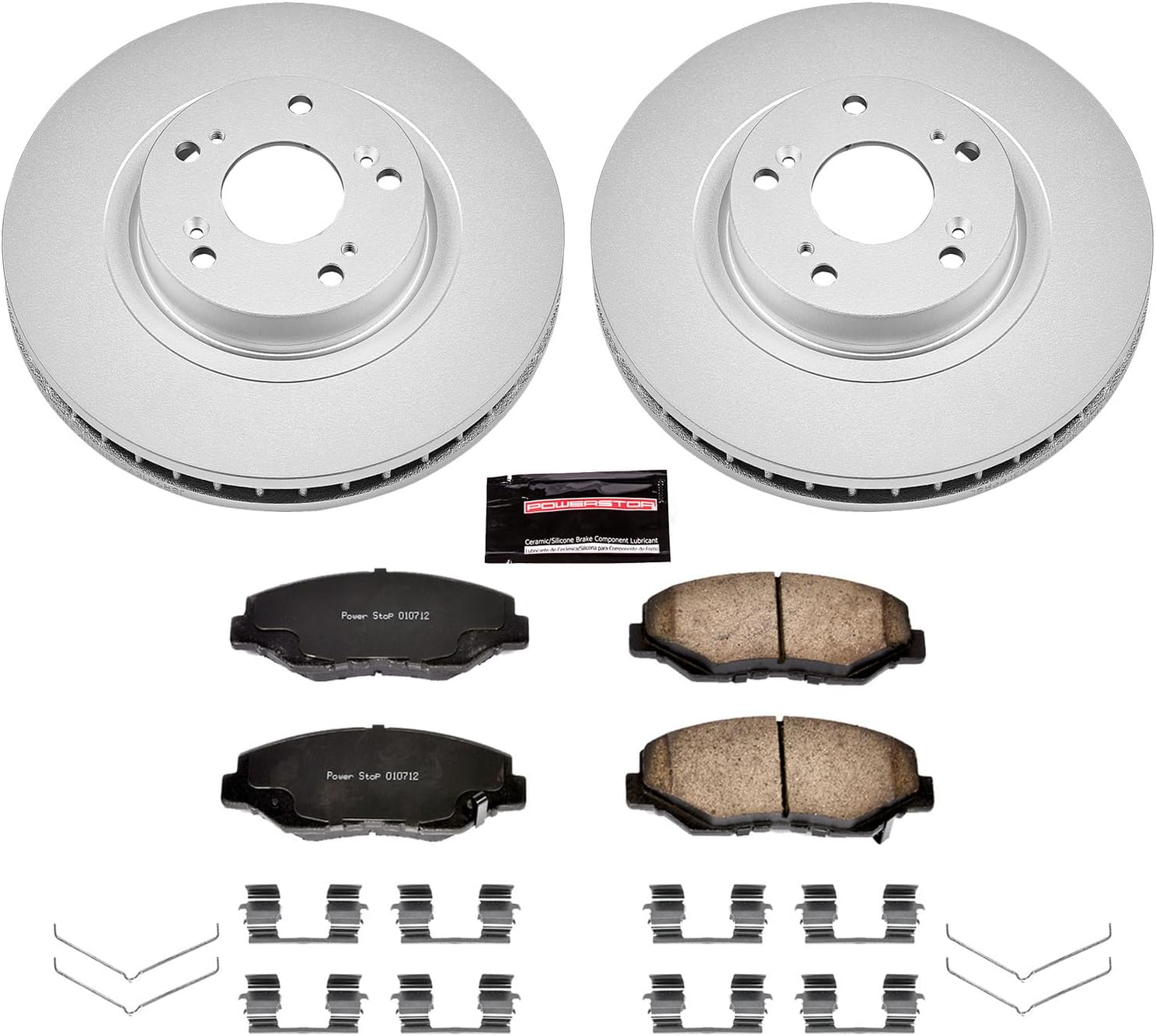 PowerStop Front Brake Kit for Acura ILX 2013-15 |Honda Civic 2012-15 |CR-V 2005-06 - Fully-Coated Disc Rotors with Z17 Ceramic Brake Pads Replacement, CRK3055
