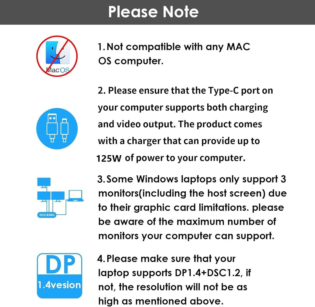 USB C Docking Station, PD3.1 Docking Station 3 Monitors with 2* DP + HDMI,Single 4K@144Hz,140W Charger, USB-C 10Gbps, 2* USB-A 5Gbps, Gigabit Ethernet, Audio/Mic, for Windows,Dell,HP,Lenovo