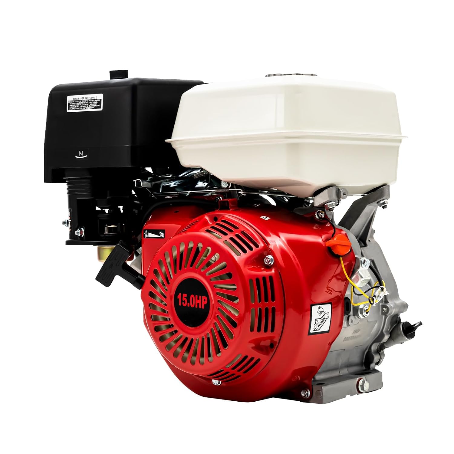 15HP 4 Stroke Air Cooled Gas Engine, 420CC Gasoline Motor Engine Recoil Start Go Kart Log Splitter Lifan Type Engine OHV Pull Start Garden Tool Gas Motor for Go Kart Lawn Mower