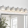 6-Light Modern Bathroom Light Fixture Chrome Vanity Lights Over Mirror Wall Sconce Lighting with K9 Crystal Shades Bathroom Wall Lamp E26 Base for Bedroom, Living Room, Hallway