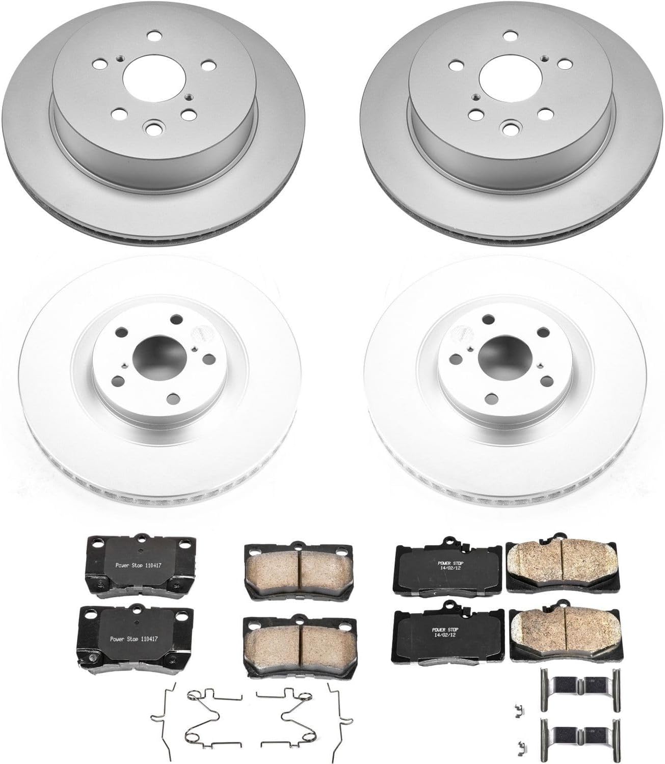 PowerStop Front and Rear Brake Kit for Lexus GS350 2011 |GS450h 2011 |GS460 2011 |IS350 2011-13 - Fully-Coated Disc Rotors with Z17 Ceramic Brake Pads Replacement, CRK6354
