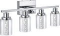 MELUCEE 5 Color Dimmable LED Bathroom Light Fixtures 4 Light Chrome Vanity Lights Bathroom Lights Over Mirror Wall Light Fixtures with Crystal Bubble Clear Glass Shade, Built-in LED Chips