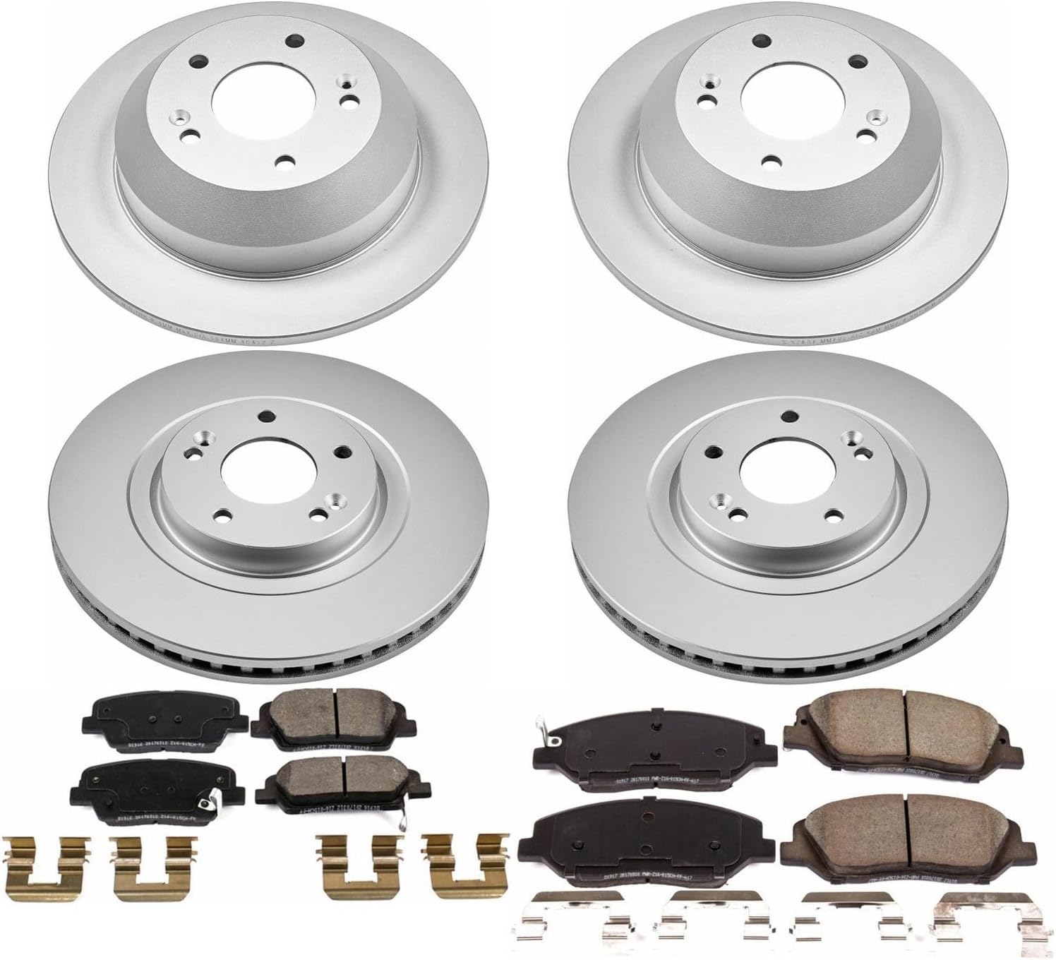 PowerStop Front and Rear Brake Kit for Hyundai Santa Fe 2017-18 - Fully-Coated Disc Rotors with Z17 Ceramic Brake Pads Replacement, CRK7514