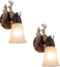TOCHIC Rustic Wall Sconce 2-Pack, Vintage Farmhouse Wall Light Fixtures, Western Moose Sconces Wall Mounted Bathroom Vanity Light for Mirror Cabinets Living Room Dining Room Porch Corridor Staircase