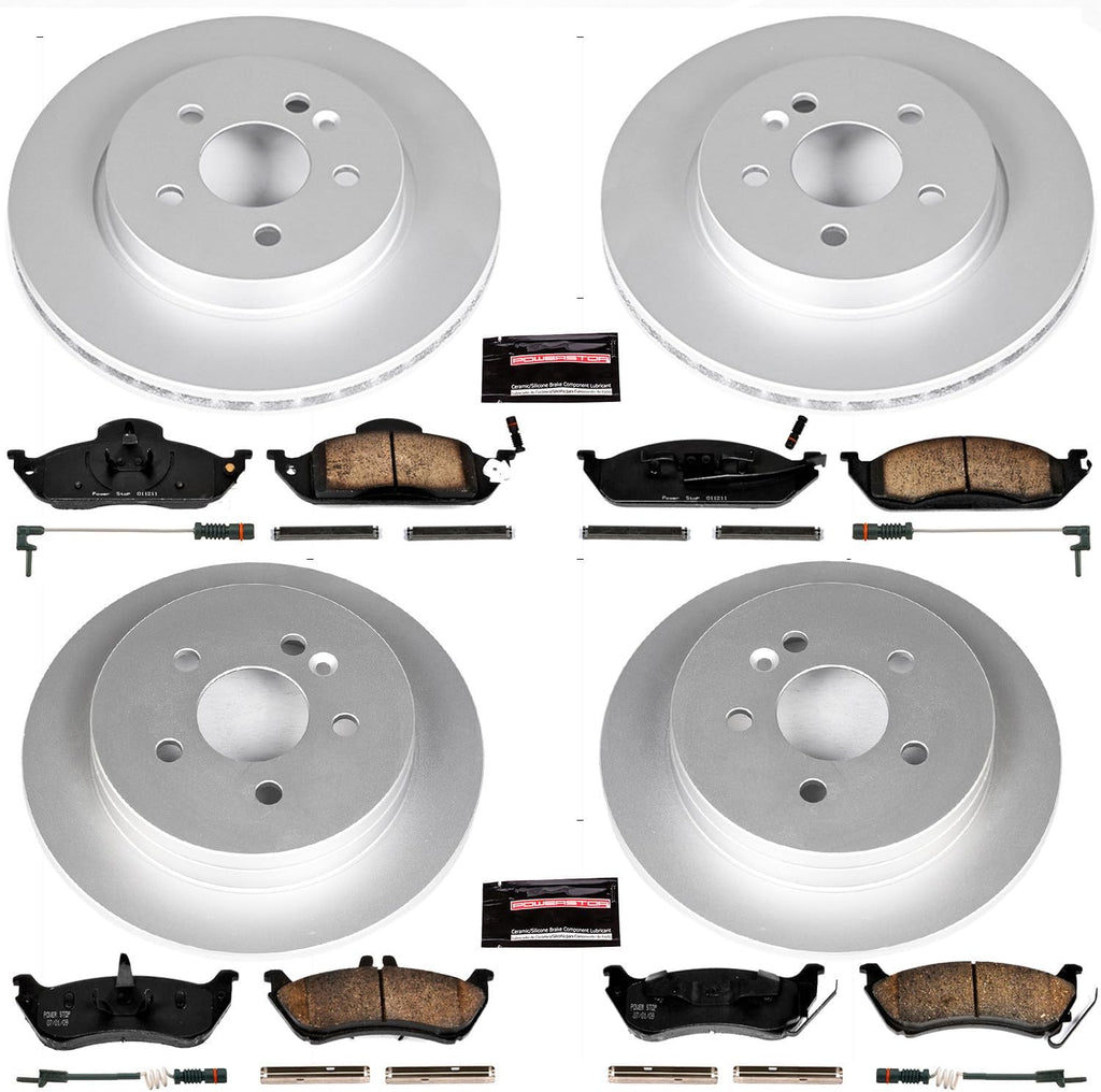 PowerStop Front and Rear Brake Kit for Mercedes-Benz ML320 1998-03 |ML350 2003-05 |ML430 1999 - Fully-Coated Disc Rotors with Z23 Carbon-Fiber Ceramic Brake Pads Upgrade, CRK2833