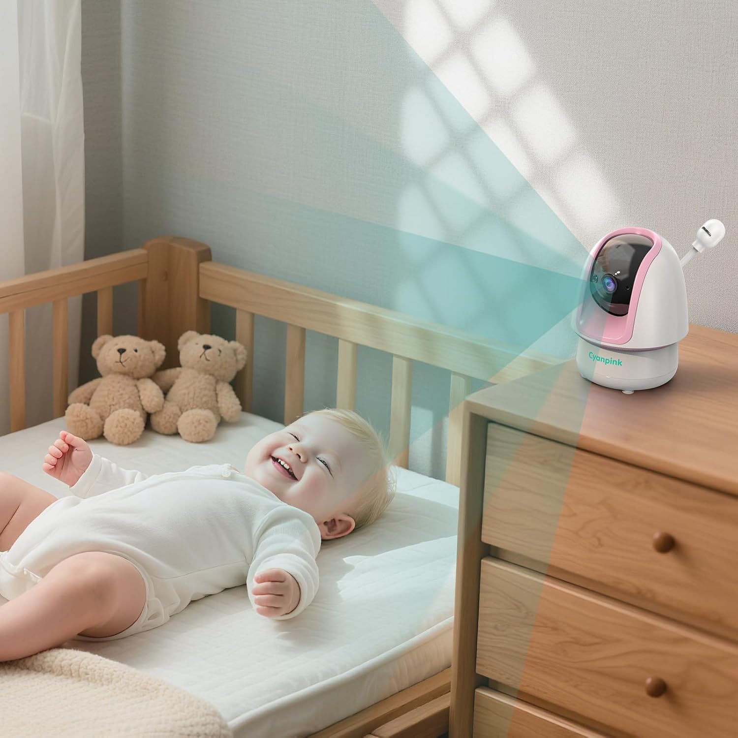 Video Baby Monitor with 2 Cameras, 2000ft Range, 1080p HD, 5' Screen, No WiFi, Dual View, 5000mAh Battery, Super Clear Night Vision, Pan-Tilt-Zoom, 2-Way Audio, AI Cry & Motion Detection