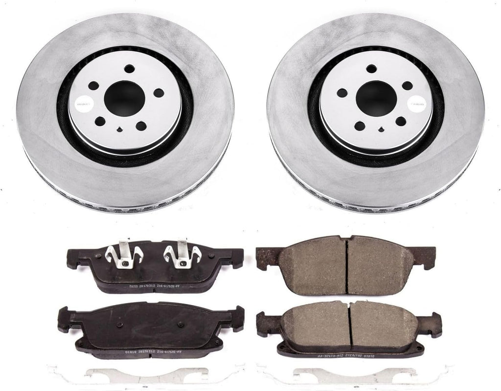 PowerStop Front Brake Kit for Ford Edge 2015-21 |Lincoln MKX 2016-18 |Nautilus 2019-21 - Fully-Coated Disc Rotors with Z17 Ceramic Brake Pads Replacement, CRK7143