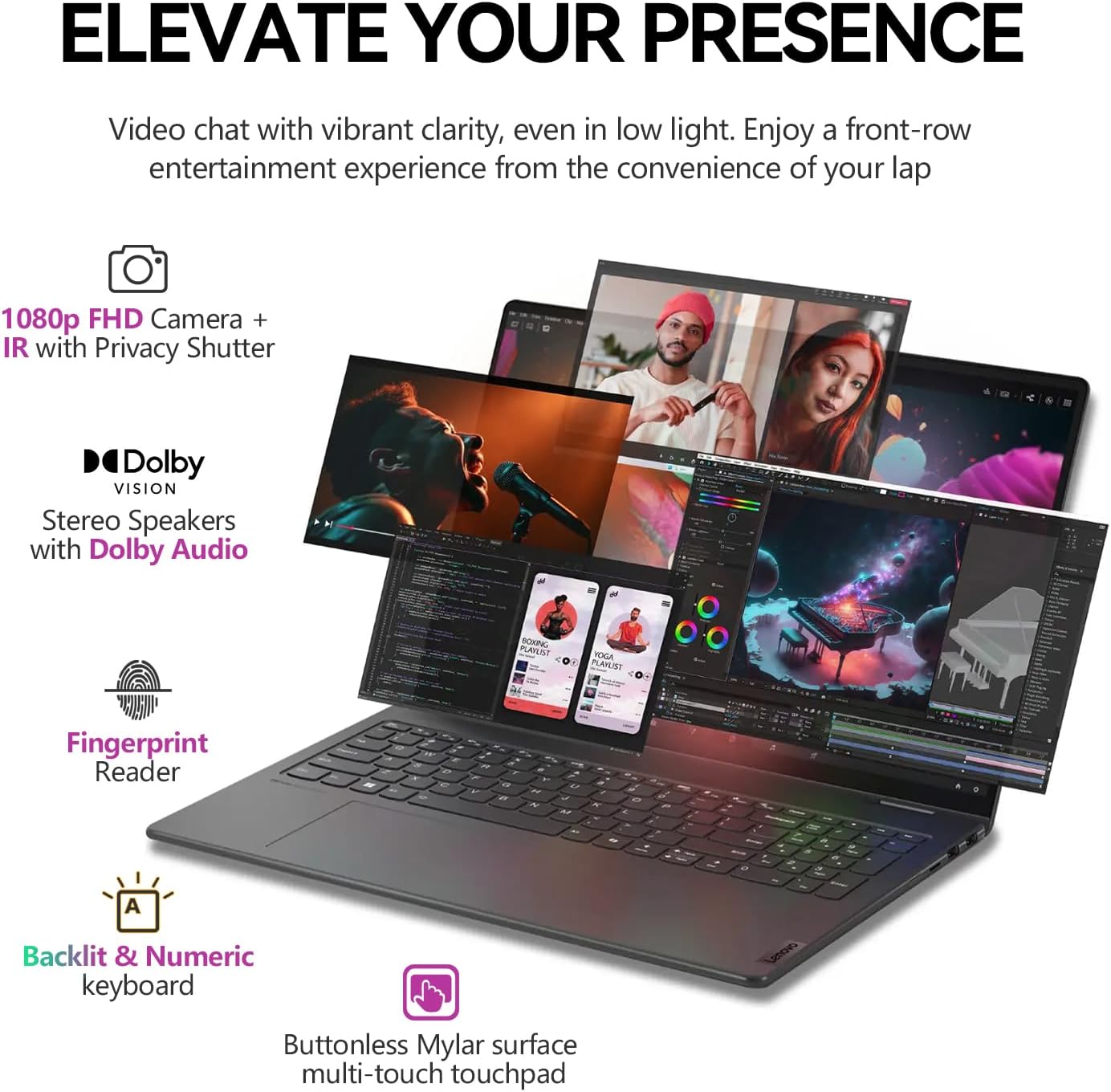 Lenovo Yoga 7 2 in 1 Laptop Touchscreen|16' FHD+ 360 Foldable Touch Screen Convertible,Intel 12-Core Ultra 7, Windows 11 Pro|Backlit 10-Key|Fingerprint|16GB DDR5 RAM 1TB SSD