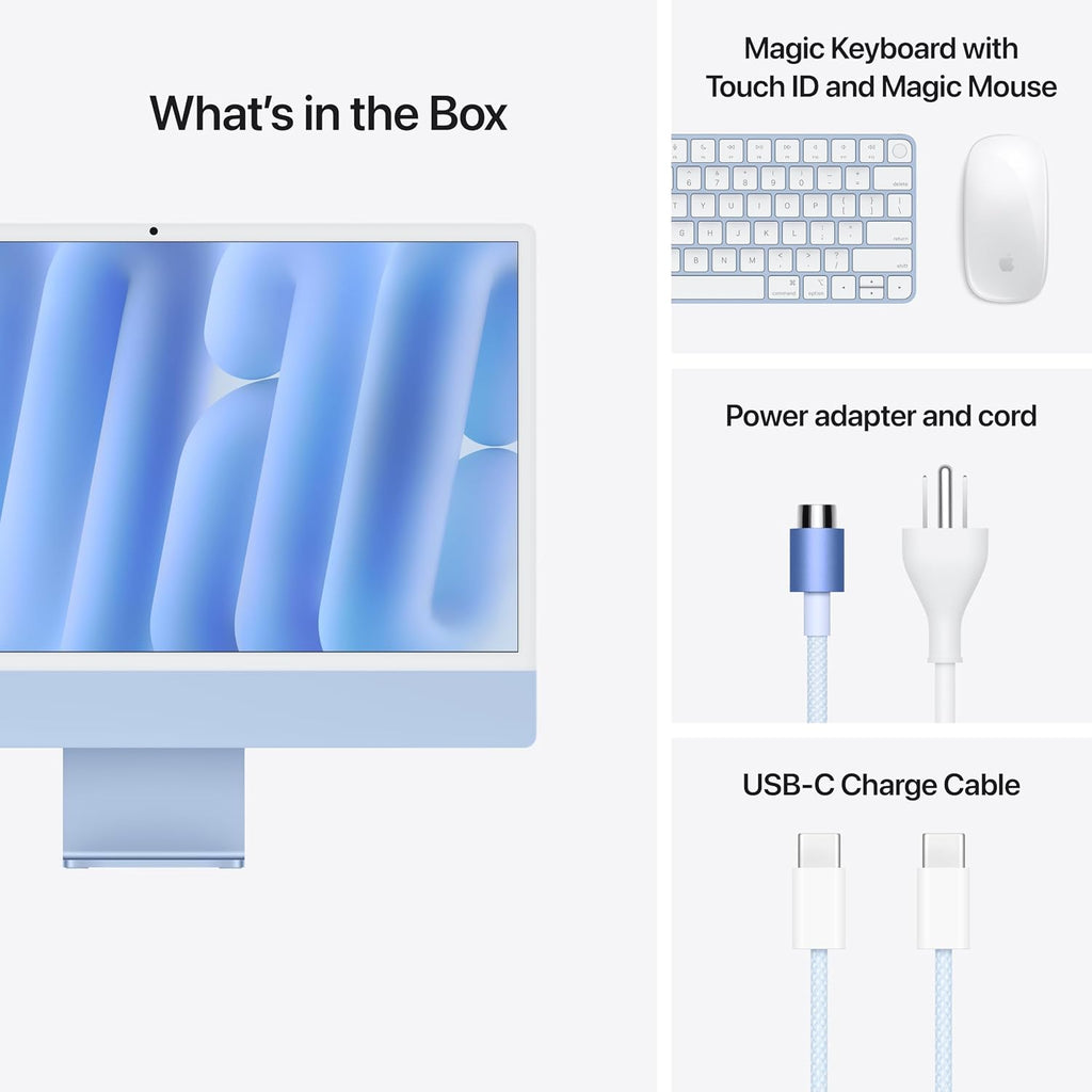 Apple 2024 iMac All-in-One Desktop Computer with M4 chip with 10-core CPU and 10-core GPU: Built for Apple Intelligence, 24-inch Retina Display, 16GB Unified Memory, 256GB SSD Storage; Blue