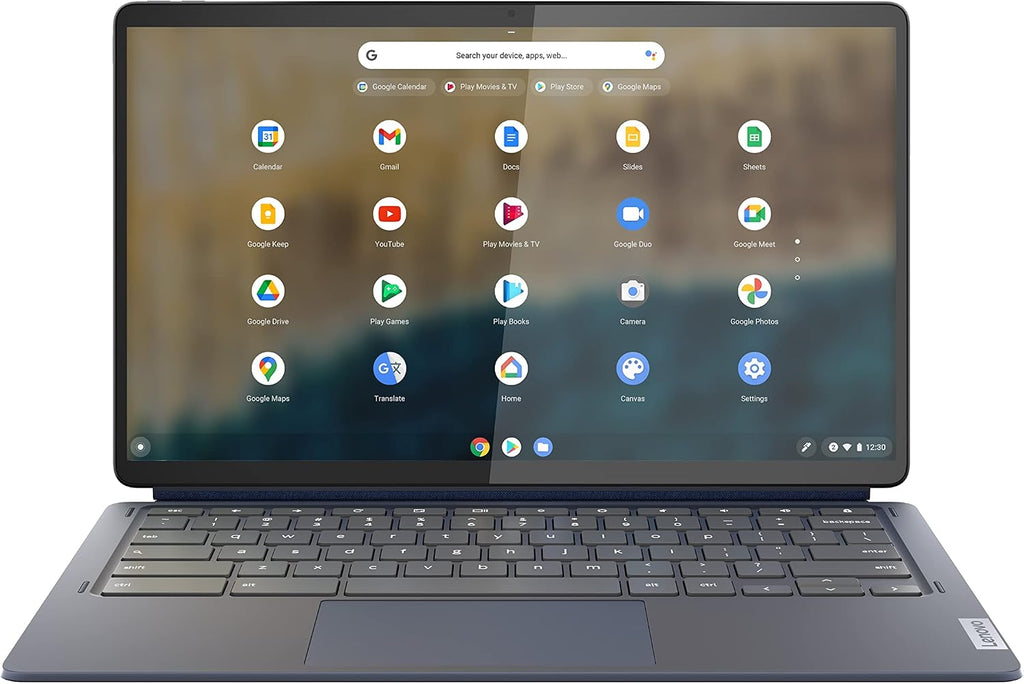 Lenovo 82QS0000US, IdeaPad Duet 5 Chromebook, OLED 13.3' FHD Touch Display, Snapdragon SC7180, 4GB RAM, 64GB Storage, Qualcomm Adreno Graphics, Chrome OS, Abyss Blue